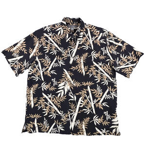 Tori Richard Shirt Mens Extra Large Black Silk Bamboo Hawaiian Aloha Camp Casual